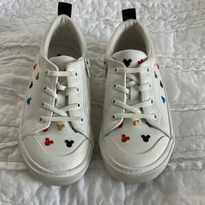 Disney Zara Kids White Sneakers with Colorful Mickey Mouse Accents